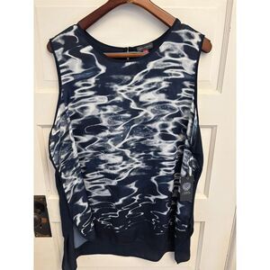 Vince Camuto Navy Oceanography Sleeveless Top Blouse Size 3X‎ New $89